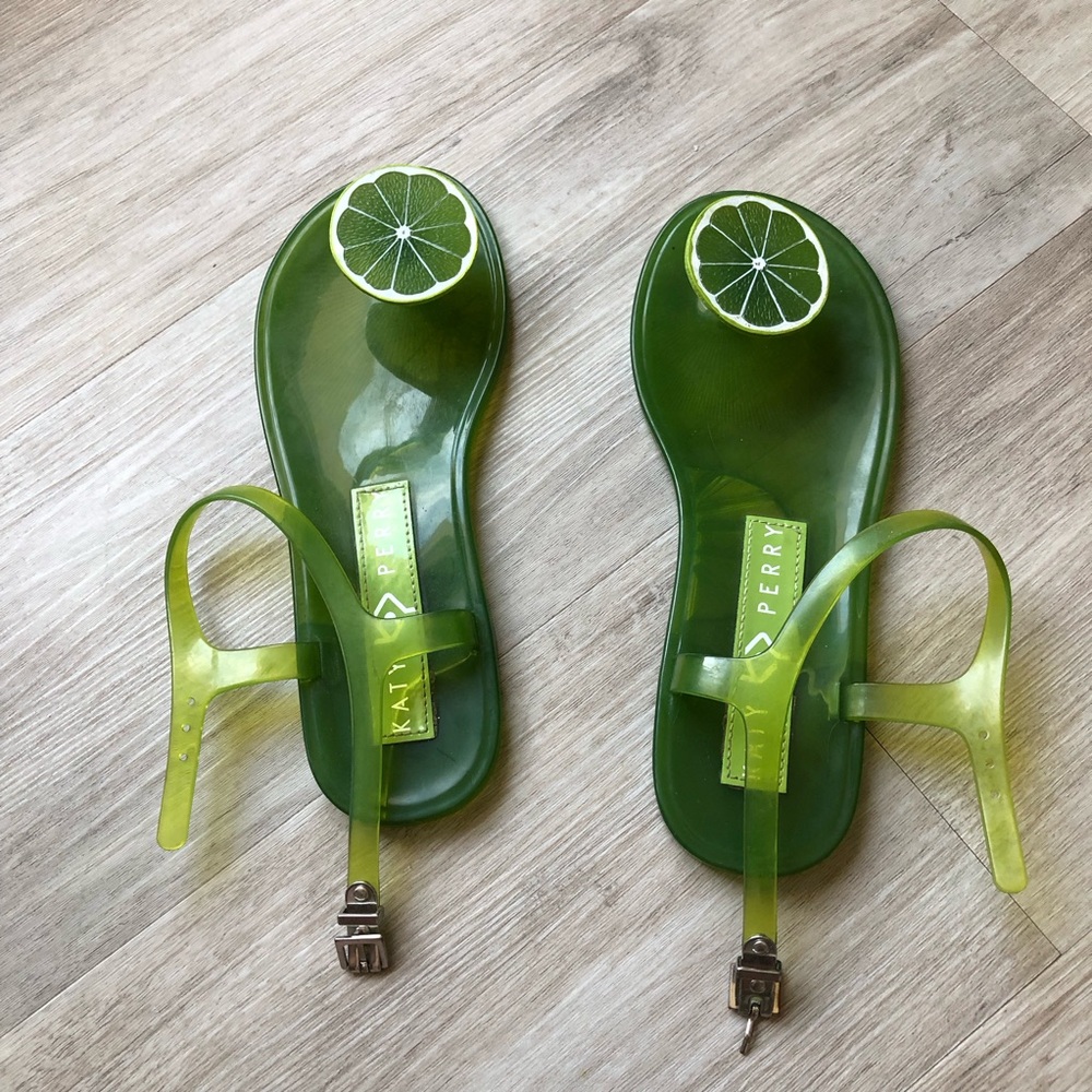 Katy Perry The Geli Jelly Flat Sandals Green Women Shoes Size 6.5 Lime Green